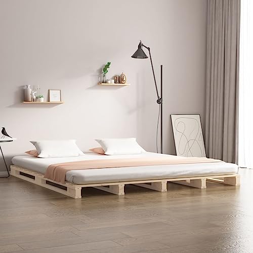 AJJHUUKI Home-Beds & Accessories,Betten & Bettrahmen,Palettenbett ohne Matratze 140x190 cm Massivholz von AJJHUUKI