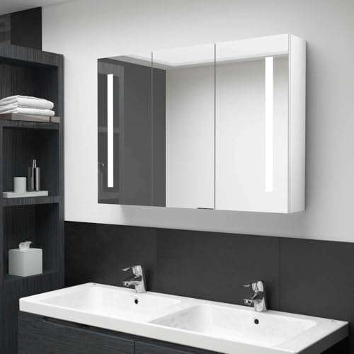 AJJHUUKI Home-Cabinets & Storage, Waschtischunterschränke, Badezimmer-Waschtischunterschrank, LED-Badezimmer-Spiegelschrank, 89 x 14 x 62 cm, glänzend weiß AJJHUUKI Home-Cabinets & Storage, Waschtischunterschränke, Badezimmer-Waschtischunterschrank, LED-Badezimmer-Spiegelschrank, 89 x 14 x 62 cm, glänzend weiß von AJJHUUKI