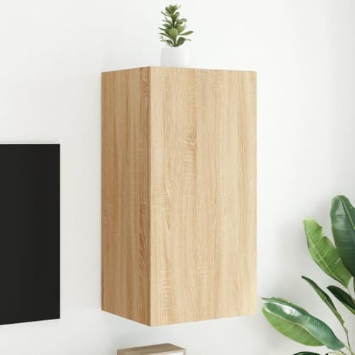 AJJHUUKI Home-Entertainment Center & TV-Ständer, TV-Wandschrank mit LED-Lichtern, Sonoma-Eiche, 40,5 x 35 x 80 cm von AJJHUUKI