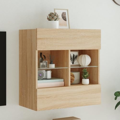 AJJHUUKI Home-Entertainment Center & TV-Ständer, TV-Wandschrank mit LED-Lichtern, Sonoma-Eiche, 58,5 x 30 x 60,5 cm von AJJHUUKI