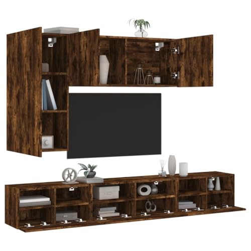 AJJHUUKI Home Entertainment Centres & TV-Bank, 5-teilig, Wandmontage, Eiche rauchfarben von AJJHUUKI