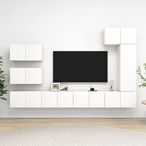 AJJHUUKI Home Items, 8-teiliges TV-Schrank-Set, weißes Holz, Anzugmöbel von AJJHUUKI