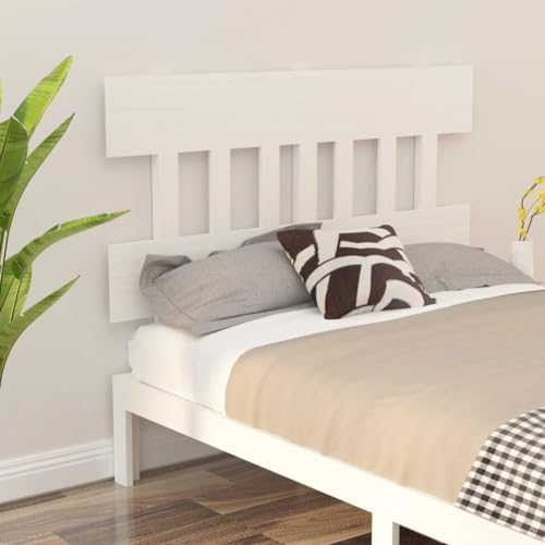 AJJHUUKI Home Items, Bett-Kopfteil, weiß, 123,5 x 3 x 81 cm, Massivholz, Kiefernholz, Anzugmöbel von AJJHUUKI