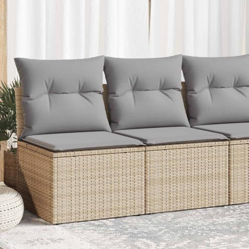 AJJHUUKI Home-Outdoor Gartenmöbel-Set, 2-teiliges Gartensofa-Set mit Kissen, Poly-Rattan-Akazie, Beige von AJJHUUKI