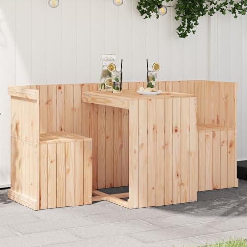 AJJHUUKI Home-Outdoor Home-Outdoor Möbelsets Balkon-Set 2-Sitzer Massivholz Kiefer von AJJHUUKI