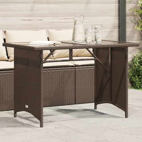 AJJHUUKI Home-Outdoor Home-Outdoor Tische Gartentisch mit Glasplatte Braun 110x68x70cm Polyrattan AJJHUUKI Home-Outdoor Home-Outdoor Tische Gartentisch mit Glasplatte Braun 110x68x70cm Polyrattan von AJJHUUKI