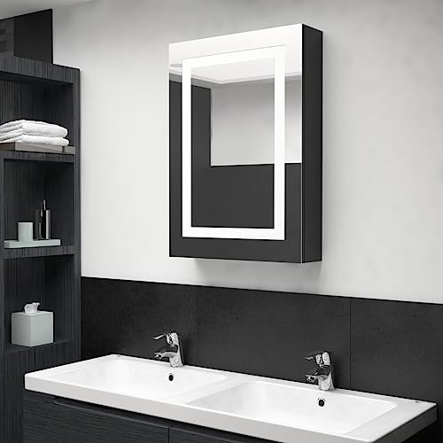 AJJHUUKI Home Outdoor OthersLED Badezimmer Spiegelschrank glänzend schwarz 50x13x70cm von AJJHUUKI