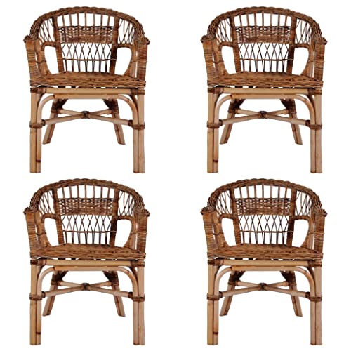 AJJHUUKI Home Outdoor OthersOutdoor-Stühle, 4 Stück, natürliches Rattan, Braun von AJJHUUKI