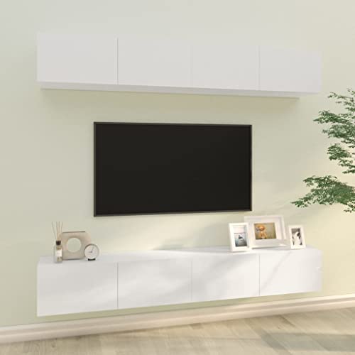 AJJHUUKI Home Outdoor OthersWall TV-Schränke, 4 Stück, Hochglanz, Weiß, 100 x 30 x 30 cm von AJJHUUKI