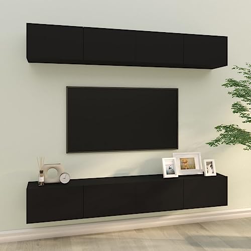 AJJHUUKI Home Outdoor OthersWall TV-Schränke, 4 Stück, schwarz, 100 x 30 x 30 cm von AJJHUUKI