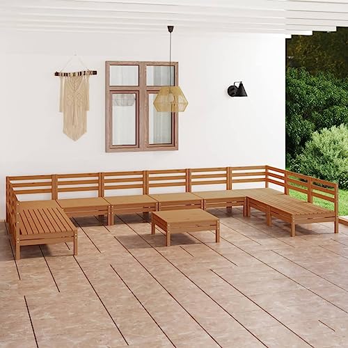 AJJHUUKI Home Outdoor Sonstiges 11-teiliges Garten-Lounge-Set Honigbraun Massivholz Kiefer von AJJHUUKI