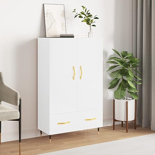 AJJHUUKI Home-Schränke & Aufbewahrung, Buffets & Sideboards, Highboard Hochglanz-Weiß, 69,5 x 31 x 115 cm, Holzwerkstoff von AJJHUUKI