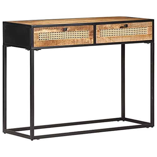 AJJHUUKI Home-Tische, Akzenttische, Beistelltische, Konsolentisch, 100 x 35 x 75 cm, raues Mangoholz und Naturrohr AJJHUUKI Home-Tische, Akzenttische, Beistelltische, Konsolentisch, 100 x 35 x 75 cm, raues Mangoholz und Naturrohr von AJJHUUKI