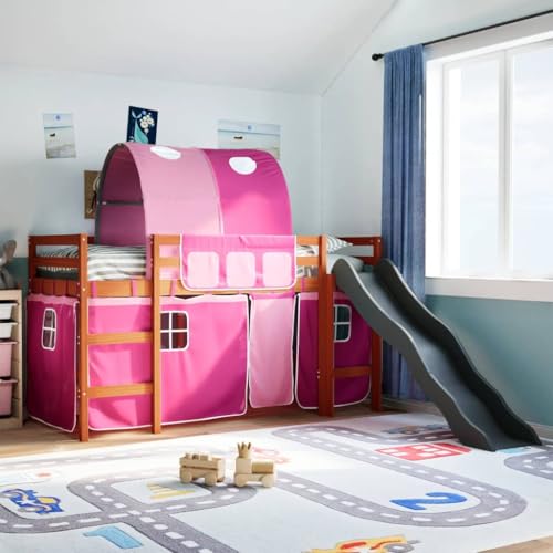 AJJHUUKI Kinder Hochbett mit Tunnel Pink 80x200 cm Massivholz Kiefer Möbel Betten & Zubehör Betten & Bettrahmen von AJJHUUKI