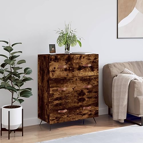 AJJHUUKI Kommode aus geräucherter Eiche, 69,5 x 34 x 90 cm, Holz-Möbel, Schränke und Aufbewahrung, Kommode von AJJHUUKI