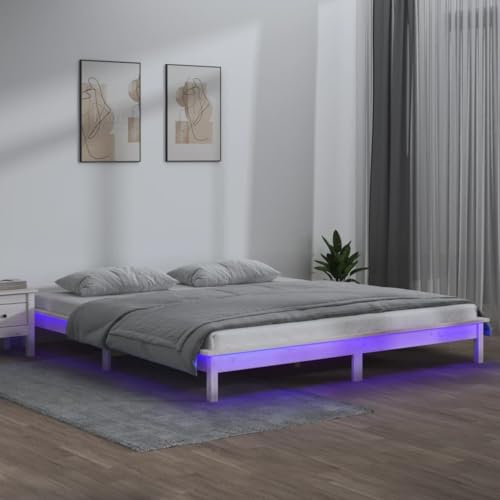 AJJHUUKI LED Bettgestell ohne Matratze Weiß 160x200 cm Massivholz-Möbelmöbel Betten & Zubehör Betten & Bettrahmen AJJHUUKI LED Bettgestell ohne Matratze Weiß 160x200 cm Massivholz-Möbelmöbel Betten & Zubehör Betten & Bettrahmen von AJJHUUKI