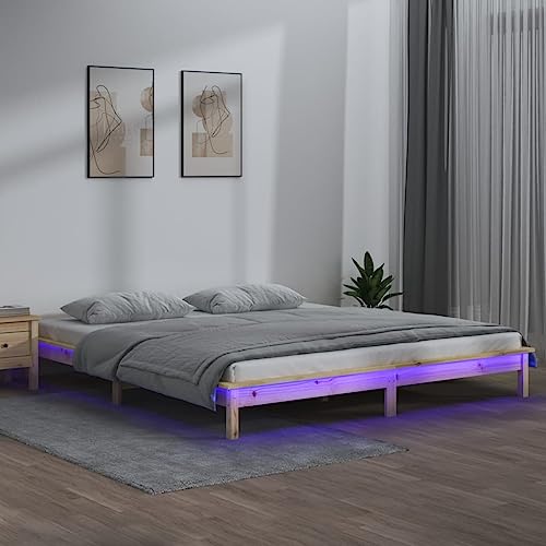 AJJHUUKI LED-Bettrahmen ohne Matratze, 120 x 190 cm, kleines Doppelbett, kleines Doppelbett, Massivholz-Möbel, Betten & Zubehör, Betten & Bettrahmen von AJJHUUKI