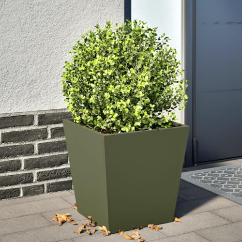 AJJHUUKI Lawn & Garden-Gardening-Töpfe & Pflanzgefäß-Garten-Übertopf Olivgrün 40x40x40 cm Stahl AJJHUUKI Lawn & Garden-Gardening-Töpfe & Pflanzgefäß-Garten-Übertopf Olivgrün 40x40x40 cm Stahl von AJJHUUKI