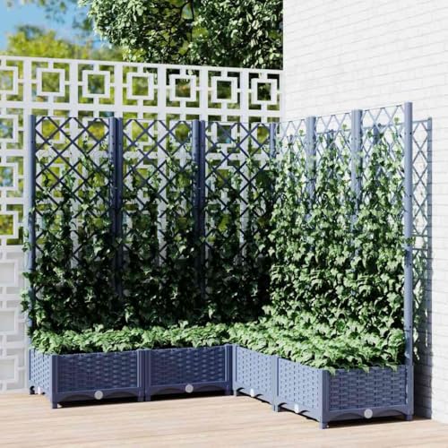 AJJHUUKI Lawn & Garden-Gardening-Töpfe & Pflanzgefäß-Garten-Übertopf mit Rankgitter, Blaugrau, 120 x 120 x 121,5 cm, PP AJJHUUKI Lawn & Garden-Gardening-Töpfe & Pflanzgefäß-Garten-Übertopf mit Rankgitter, Blaugrau, 120 x 120 x 121,5 cm, PP von AJJHUUKI