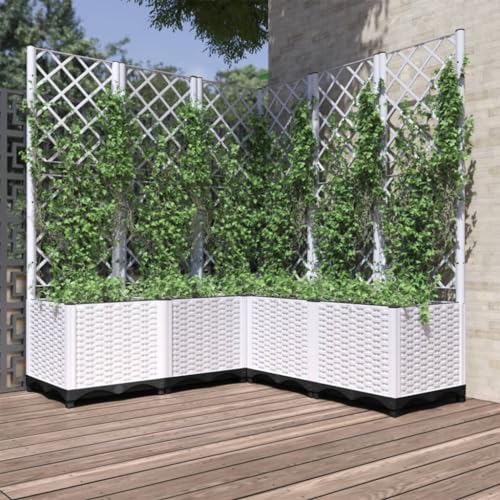 AJJHUUKI Lawn & Garden-Gardening-Töpfe & Pflanzgefäß-Garten-Übertopf mit Rankgitter Weiß 120x120x136cm PP AJJHUUKI Lawn & Garden-Gardening-Töpfe & Pflanzgefäß-Garten-Übertopf mit Rankgitter Weiß 120x120x136cm PP von AJJHUUKI