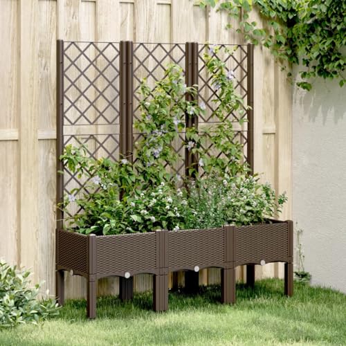 AJJHUUKI Lawn & Garden-Gardening-Töpfe & Pflanzgefäß-Garten-Übertopf mit Rankgitter braun 120x40x142cm PP AJJHUUKI Lawn & Garden-Gardening-Töpfe & Pflanzgefäß-Garten-Übertopf mit Rankgitter braun 120x40x142cm PP von AJJHUUKI