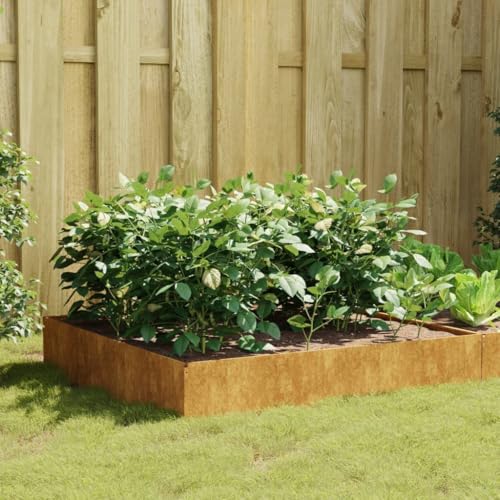 AJJHUUKI Lawn & Garden-Gardening-Töpfe & Pflanzgefäße, Garten-Hochbeet, 100 x 100 x 33,5 cm, Cortenstahl AJJHUUKI Lawn & Garden-Gardening-Töpfe & Pflanzgefäße, Garten-Hochbeet, 100 x 100 x 33,5 cm, Cortenstahl von AJJHUUKI