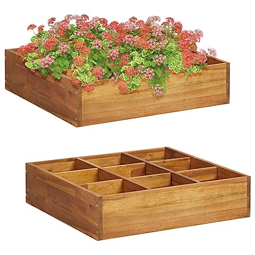 AJJHUUKI Lawn & Garden-Gardening-Töpfe & Pflanzgefäße Kräutergarten Hochbeet Akazienholz massiv 60x60x15 cm von AJJHUUKI