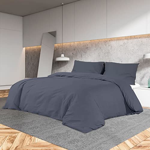 AJJHUUKI Linens & Bedding-Bedding-Bettwäsche Bettbezug-Set Anthrazit 220x240 cm Baumwolle von AJJHUUKI