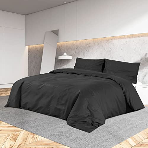 AJJHUUKI Linens & Bedding-Bedding-Bettwäsche Bettbezug-Set Schwarz 200x200 cm Baumwolle von AJJHUUKI