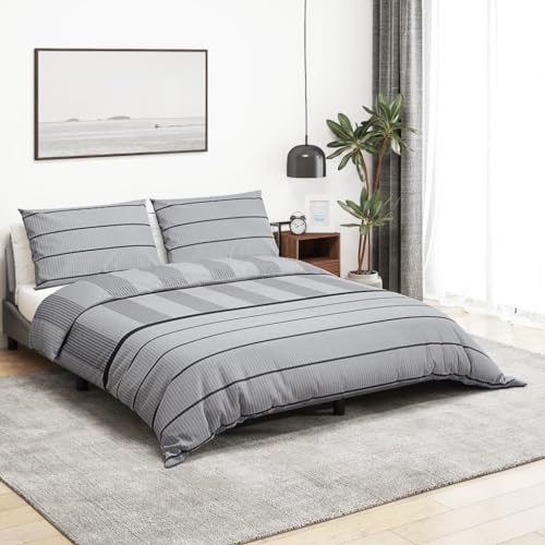 AJJHUUKI Linens & Bedding-Bedding-Duvet Covers-Duvet Cover Set Grey 135x200 cm Cotton von AJJHUUKI