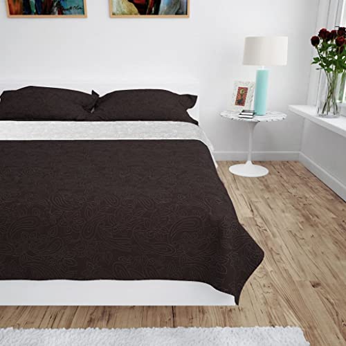 AJJHUUKI Linens & Bedding-Bedding-Quilts & Duvets-Double-Side Gesteppte Tagesdecke 220x240 cm Creme und Braun von AJJHUUKI