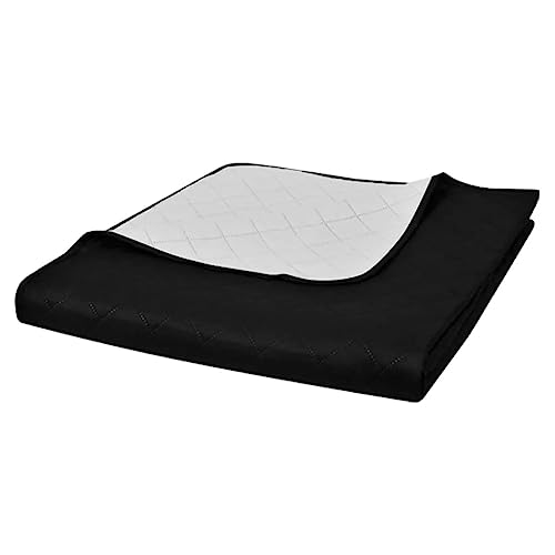 AJJHUUKI Linens & Bedding-Bedding-Quilts & Duvets-Double-Side Gesteppte Tagesdecke Schwarz/Weiß 220x240cm von AJJHUUKI