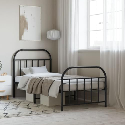AJJHUUKI Metall-Bettgestell ohne Matratze mit Fußteil, schwarz, 90 x 200 cm, Möbel, Betten & Zubehör, Betten & Bettrahmen AJJHUUKI Metall-Bettgestell ohne Matratze mit Fußteil, schwarz, 90 x 200 cm, Möbel, Betten & Zubehör, Betten & Bettrahmen von AJJHUUKI
