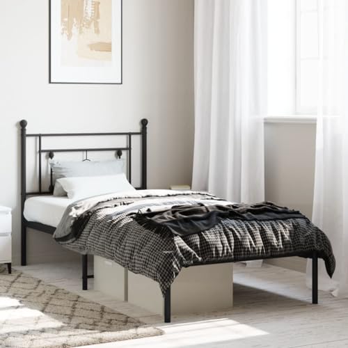 AJJHUUKI Metall-Bettgestell ohne Matratze mit Kopfteil, schwarz, 90 x 190 cm, Möbel, Betten & Zubehör, Betten & Bettrahmen AJJHUUKI Metall-Bettgestell ohne Matratze mit Kopfteil, schwarz, 90 x 190 cm, Möbel, Betten & Zubehör, Betten & Bettrahmen von AJJHUUKI