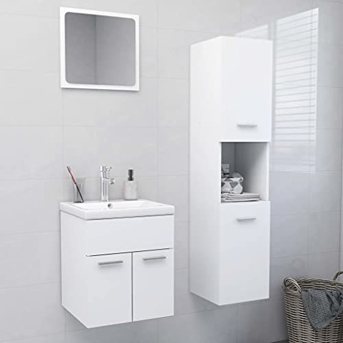 AJJHUUKI Möbelsets-Badmöbel-Sets, Badezimmermöbel-Set, weiß, Holzwerkstoff von AJJHUUKI