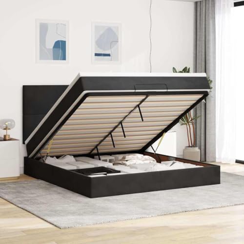 AJJHUUKI Ottoman-Bett mit Matratzen, schwarz, 160 x 200 cm, Samt, Betten, Zubehör, Betten und Bettgestelle AJJHUUKI Ottoman-Bett mit Matratzen, schwarz, 160 x 200 cm, Samt, Betten, Zubehör, Betten und Bettgestelle von AJJHUUKI
