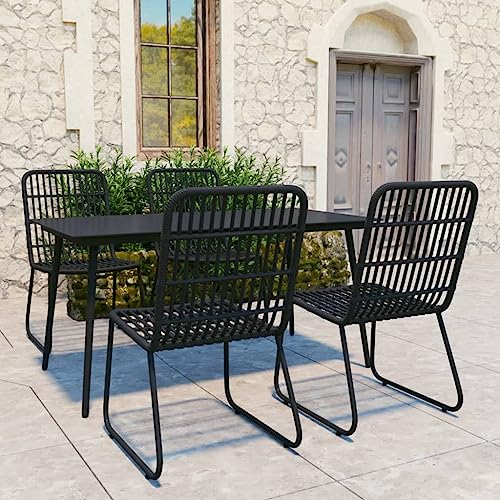 AJJHUUKI Outdoor-Möbel-Set, 5-teilig, Polyrattan und Glas von AJJHUUKI