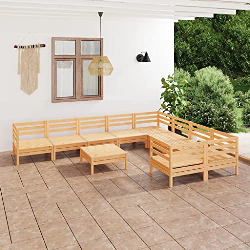 AJJHUUKI Outdoor Möbel Sets - 10-teiliges Garten-Lounge-Set Massivholz Kiefer von AJJHUUKI