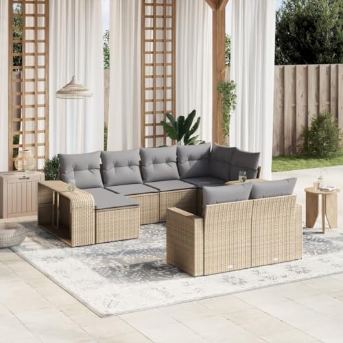 AJJHUUKI Outdoor Möbel Sets - 10-teiliges Gartensofa-Set mit Kissen Beige Poly Rattan AJJHUUKI Outdoor Möbel Sets - 10-teiliges Gartensofa-Set mit Kissen Beige Poly Rattan von AJJHUUKI