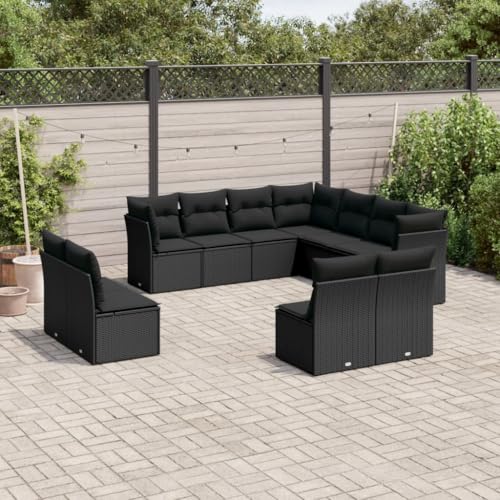 AJJHUUKI Outdoor Möbel Sets - 11-teiliges Gartensofa-Set mit Kissen schwarz Poly Rattan AJJHUUKI Outdoor Möbel Sets - 11-teiliges Gartensofa-Set mit Kissen schwarz Poly Rattan von AJJHUUKI