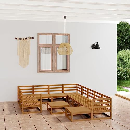 AJJHUUKI Outdoor Möbel Sets - 12-teiliges Garten-Lounge-Set Massivholz Kiefer von AJJHUUKI