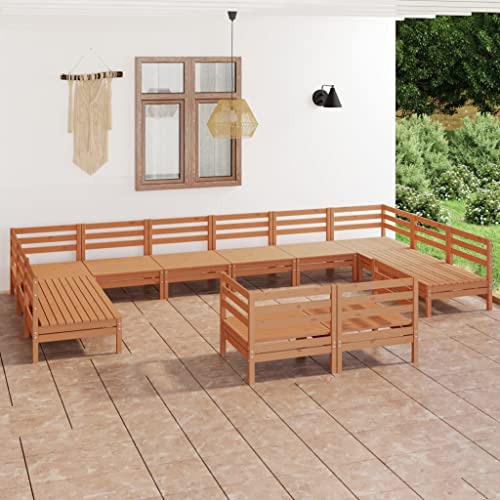 AJJHUUKI Outdoor Möbel Sets - 12-teiliges Garten-Lounge-Set braun Massivholz Kiefer von AJJHUUKI