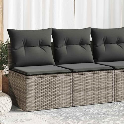 AJJHUUKI Outdoor Möbel Sets - 2-teiliges Gartensofa-Set mit Kissen grau Poly Rattan Akazie von AJJHUUKI