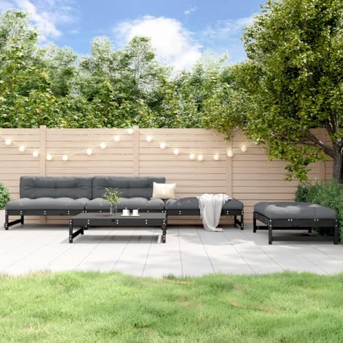 AJJHUUKI Outdoor Möbel Sets - 5-teiliges Garten-Lounge-Set schwarz Massivholz Kiefer von AJJHUUKI