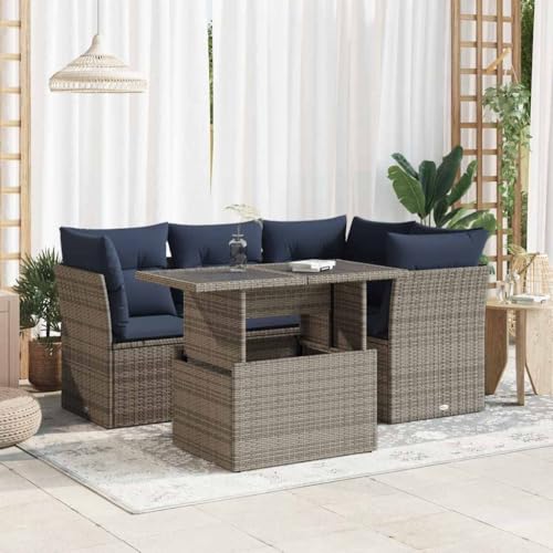 AJJHUUKI Outdoor Möbel Sets - 5-teiliges Gartensofa-Set mit Kissen grau Poly Rattan Akazie AJJHUUKI Outdoor Möbel Sets - 5-teiliges Gartensofa-Set mit Kissen grau Poly Rattan Akazie von AJJHUUKI
