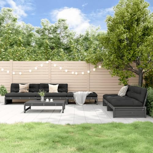 AJJHUUKI Outdoor Möbel Sets - 6-teiliges Garten-Lounge-Set Grau Massivholz Kiefer AJJHUUKI Outdoor Möbel Sets - 6-teiliges Garten-Lounge-Set Grau Massivholz Kiefer von AJJHUUKI