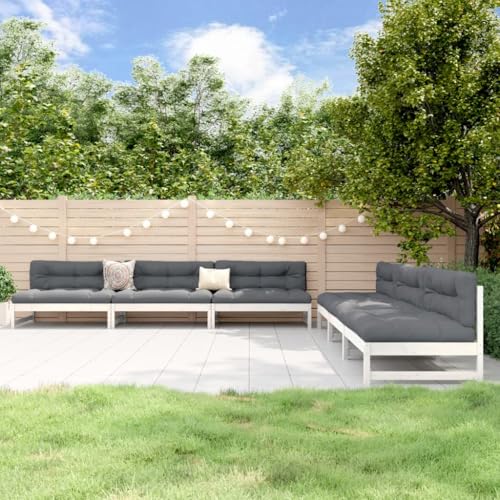 AJJHUUKI Outdoor Möbel Sets - 6-teiliges Garten-Lounge-Set Weiß Massivholz Kiefer AJJHUUKI Outdoor Möbel Sets - 6-teiliges Garten-Lounge-Set Weiß Massivholz Kiefer von AJJHUUKI