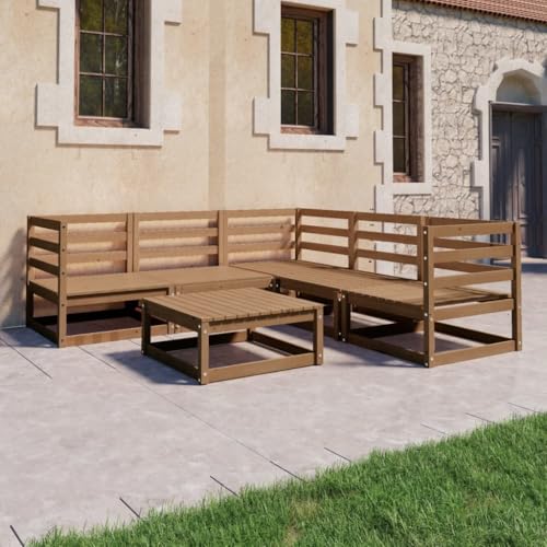 AJJHUUKI Outdoor Möbel Sets - 6-teiliges Garten-Lounge-Set braun Massivholz Kiefer von AJJHUUKI