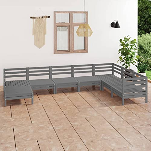 AJJHUUKI Outdoor Möbel Sets - 8-teiliges Garten-Lounge-Set Massivholz Kiefer Grau AJJHUUKI Outdoor Möbel Sets - 8-teiliges Garten-Lounge-Set Massivholz Kiefer Grau von AJJHUUKI
