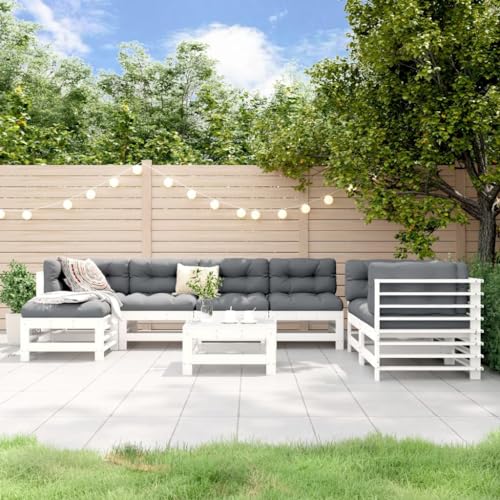 AJJHUUKI Outdoor Möbel Sets - 8-teiliges Garten-Lounge-Set Weiß Massivholz Kiefer AJJHUUKI Outdoor Möbel Sets - 8-teiliges Garten-Lounge-Set Weiß Massivholz Kiefer von AJJHUUKI